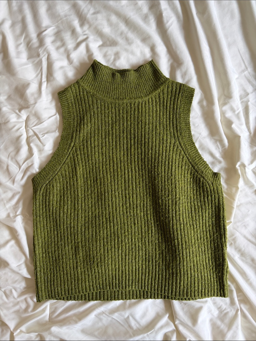 Jessica Simpson Moss Green Ribbed Mock Neck Top
